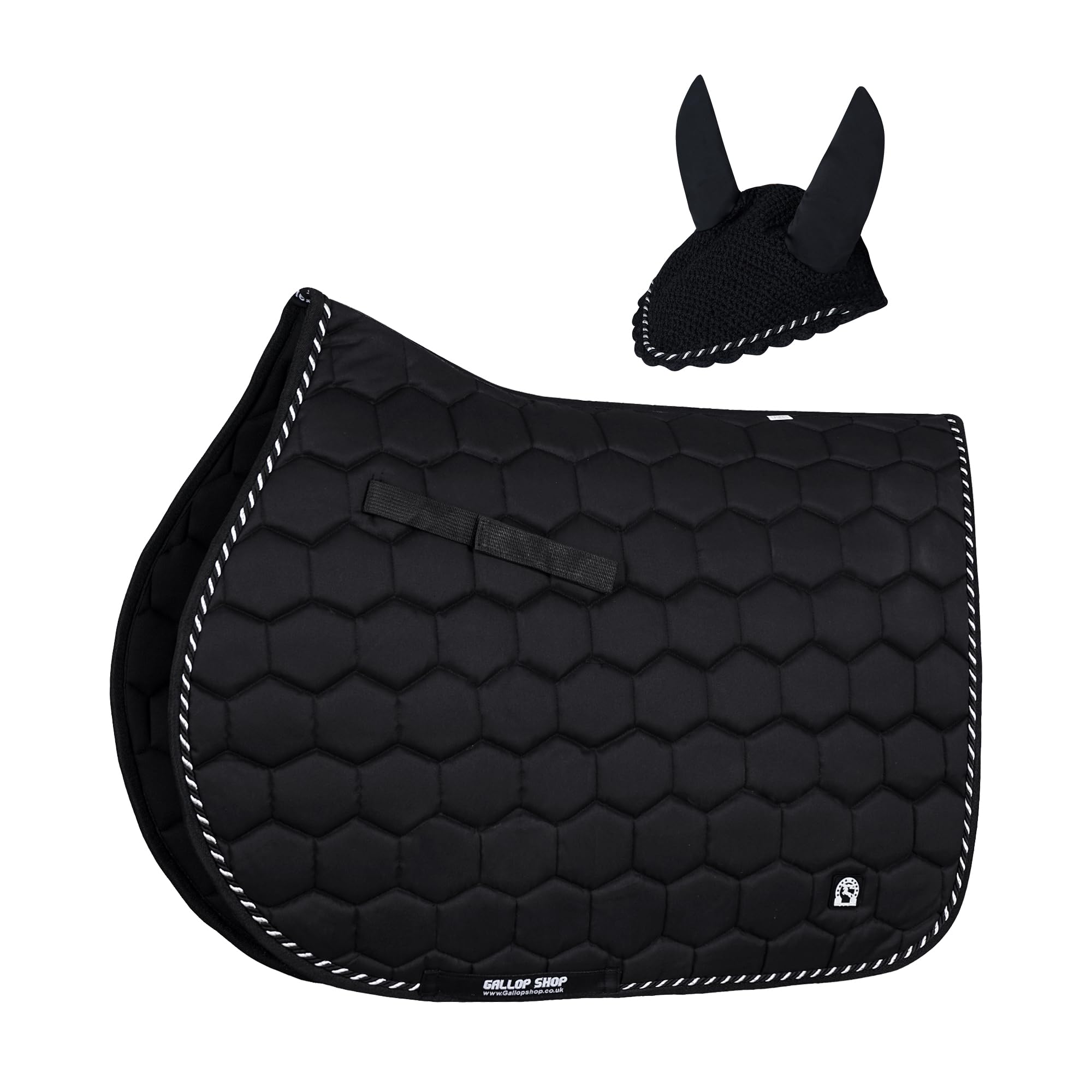 General Saddle Pad for Horse, Football Box Design (Black, Full)