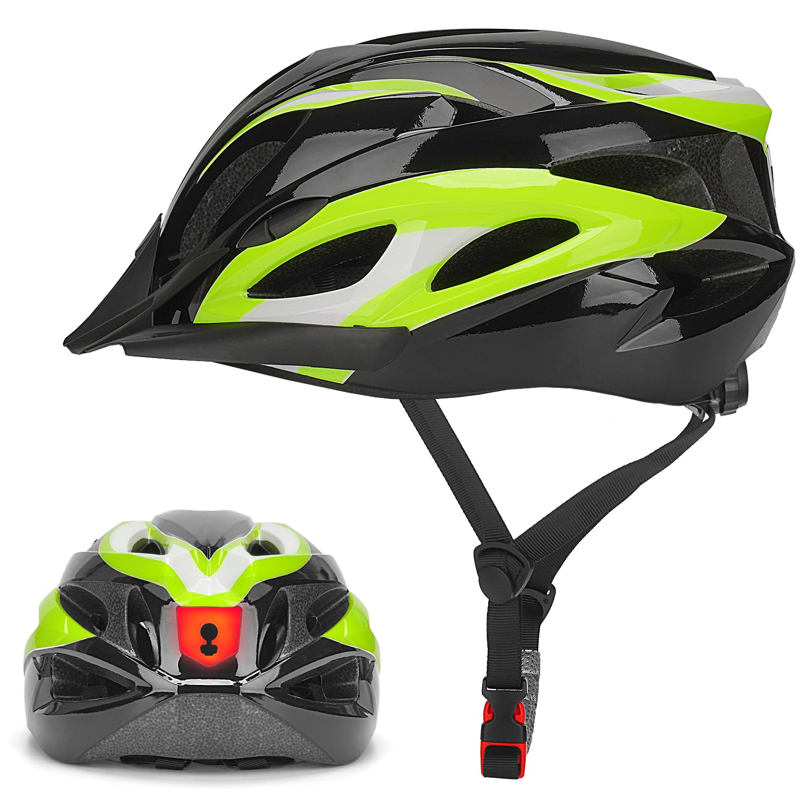 Bike Helmet Men Women Cycle Helmet with Light for Unisex Adult Bicycle Helmet Breathable Mountain Cycling Helmet Adjustable Road Helmet 58-62cm — image 1