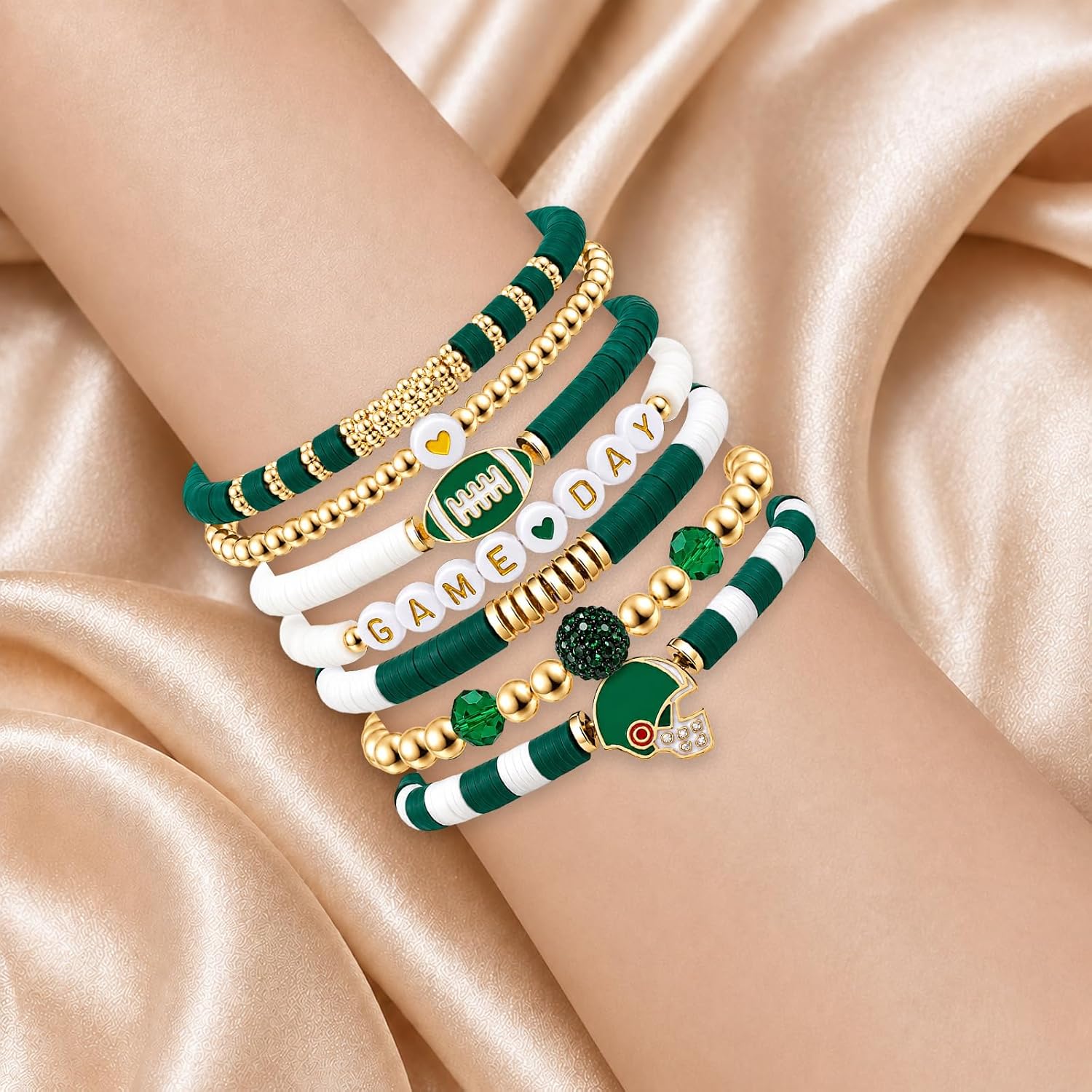 Artlunar Game Day Football Charm Bracelet: Stackable Sports Jewelry for Moms & Dads - Perfect for Football Fans
