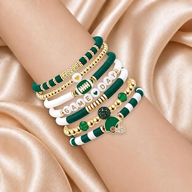 Artlunar Game Day Football Charm Bracelet: Stackable Sports Jewelry for Moms & Dads - Perfect for Football Fans