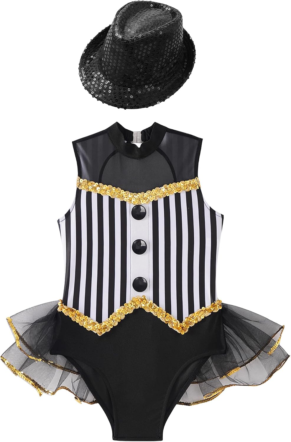 Freebily Girls Jazz Dance Skirted Leotard Gymnastics Ballet Dancewear Competition Outfits Tank Unitard