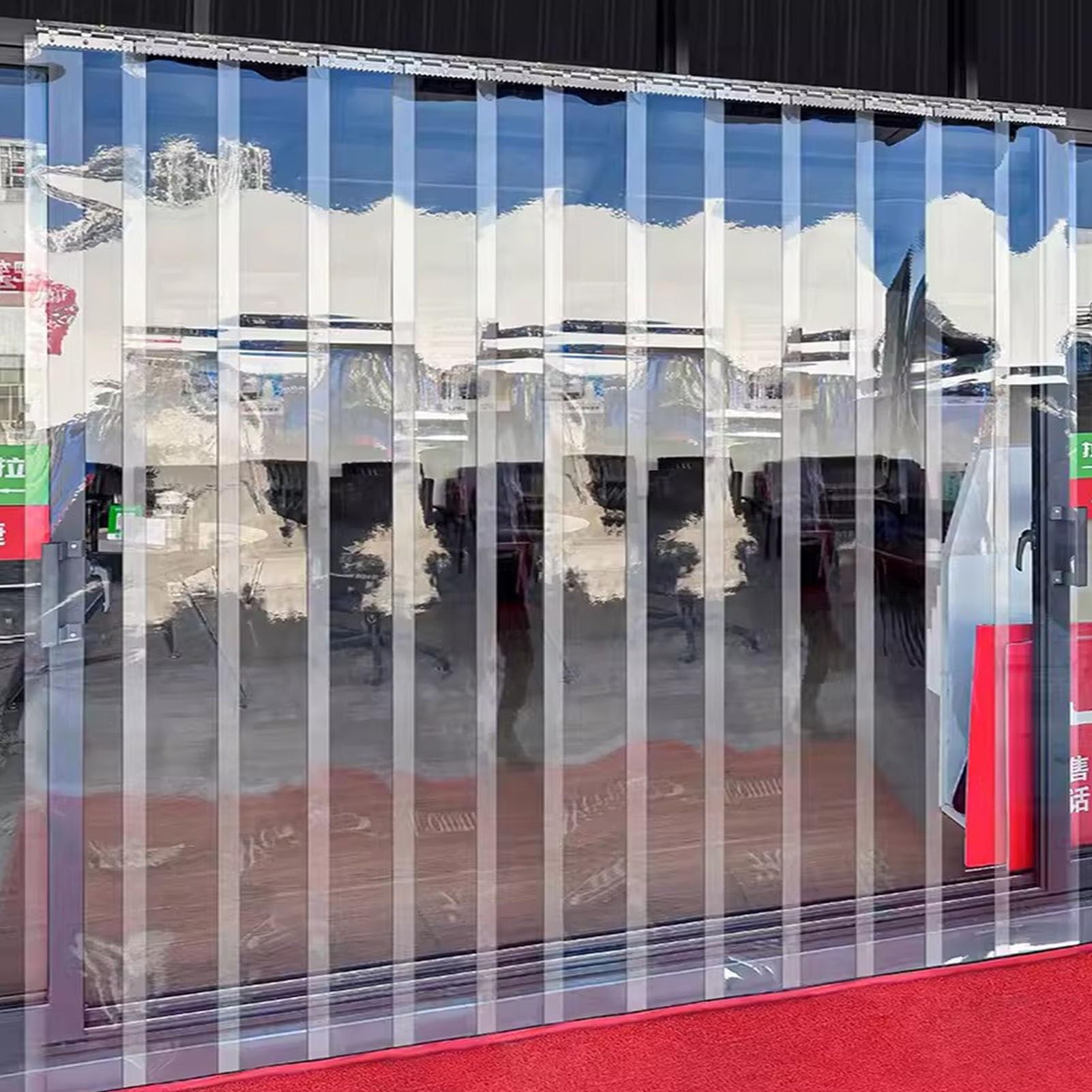 POCHY Clear PVC Curtain Strips Transparent Door Curtains Waterproof 3mm Plastic Strips Door Curtain for Industrial, Garage, Business (Size : 165x240cm)