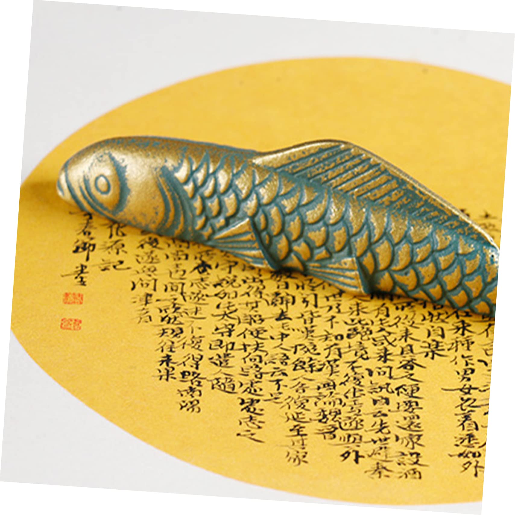 Peso Per Calligrafia Forma Di Carpa Ghisa Fermacarte Decorativo Per Pittura e Scrittura Accessorio Per Ufficio e Casa Facile Da Pulire e Manutenere Design Elegante