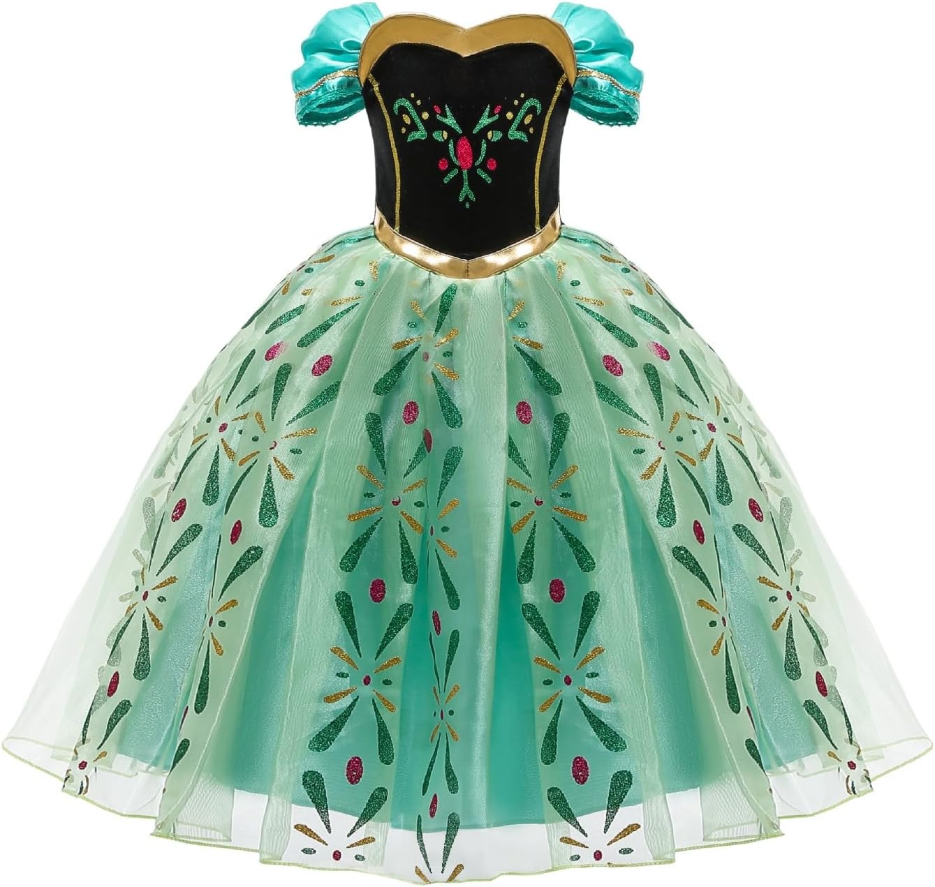 Snow Queen Princess Costume Birthday Party Dress Up for Little Girls with Wig,Crown,Wand,Gloves 3-10 Years