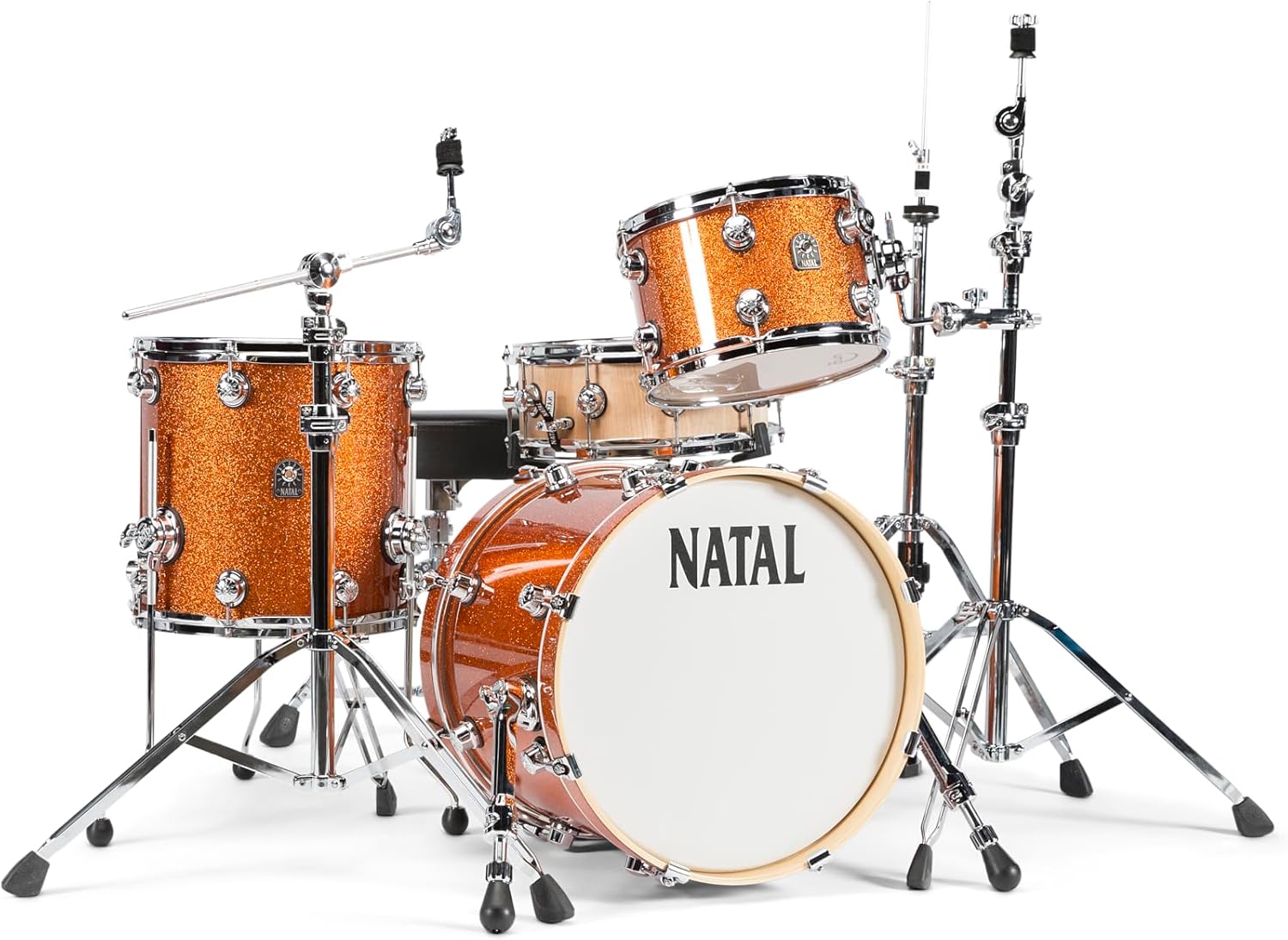 Natal KMA-UF22-WM1 Maple Originals Series 4-Piece Shell Pack l US Fusion Configuration l Includes 10" x 8" Tom, 12" x 9" Tom, 16" x 16" Floor Tom & 22" x 18" Bass Drum l White Metallic Lacquer Finish