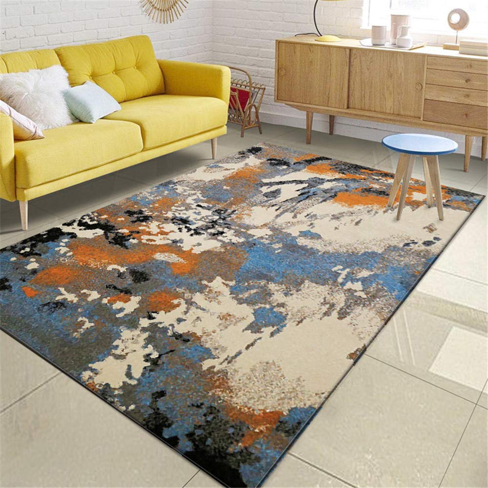 Tapis abstrait art encre lavable 120x160cm pour salle d'étude