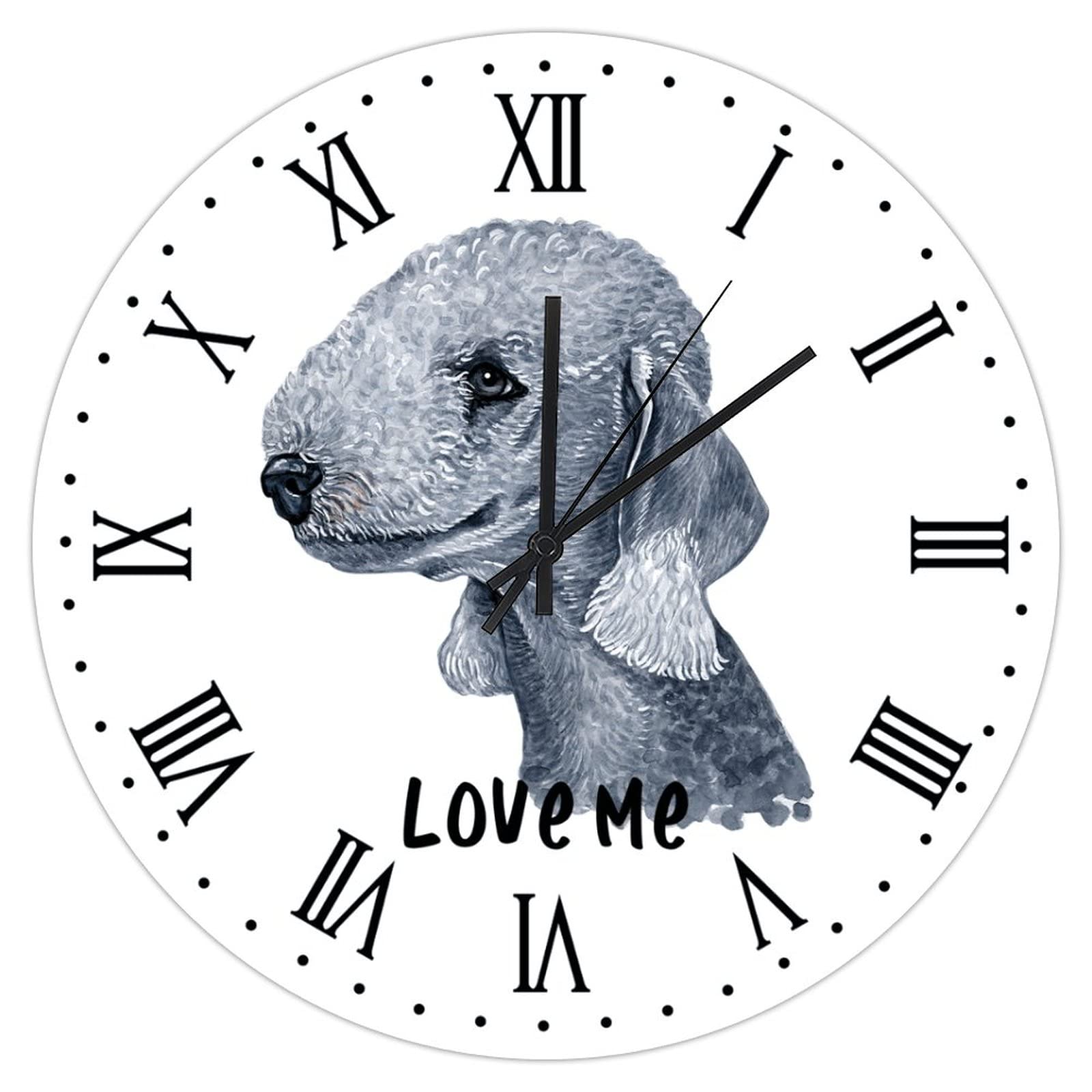 Horloge bois Bedlington Terrier vintage : idée cadeau idéale pour maîtres