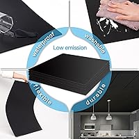 Vista 3 de Art3d 12-Pack Smooth Drop Ceiling Tile 2ft x 2ft - Fire-Rated, Waterproof, Reusable - Premium PVC, No Sag and Breakage - Cover 48 Sq. Ft, Black