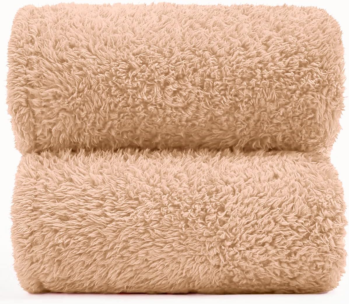 Panku Fuzzy Faux Fur Throw Blanket for Couch, Extra Soft Warm Fluffy Fleece Blanket Throw for Couch, Sofa, Travel, Lightweight Decorative Throw, 50x60 Inch, Beige