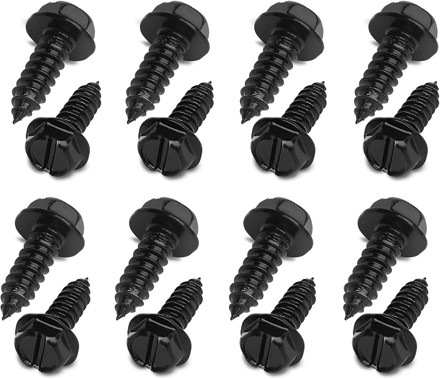 CASAON 16 Pieces License Plate Screws, Black Stainless Steel Screws, License Plate Fasteners for Fastening License Plates or Frames