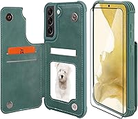 Vista 19 de VANAVAGY Funda compatible con Galaxy S22 Ultra tipo cartera con bloqueo RFID, piel sintética, cierre magnético, función atril y función atril