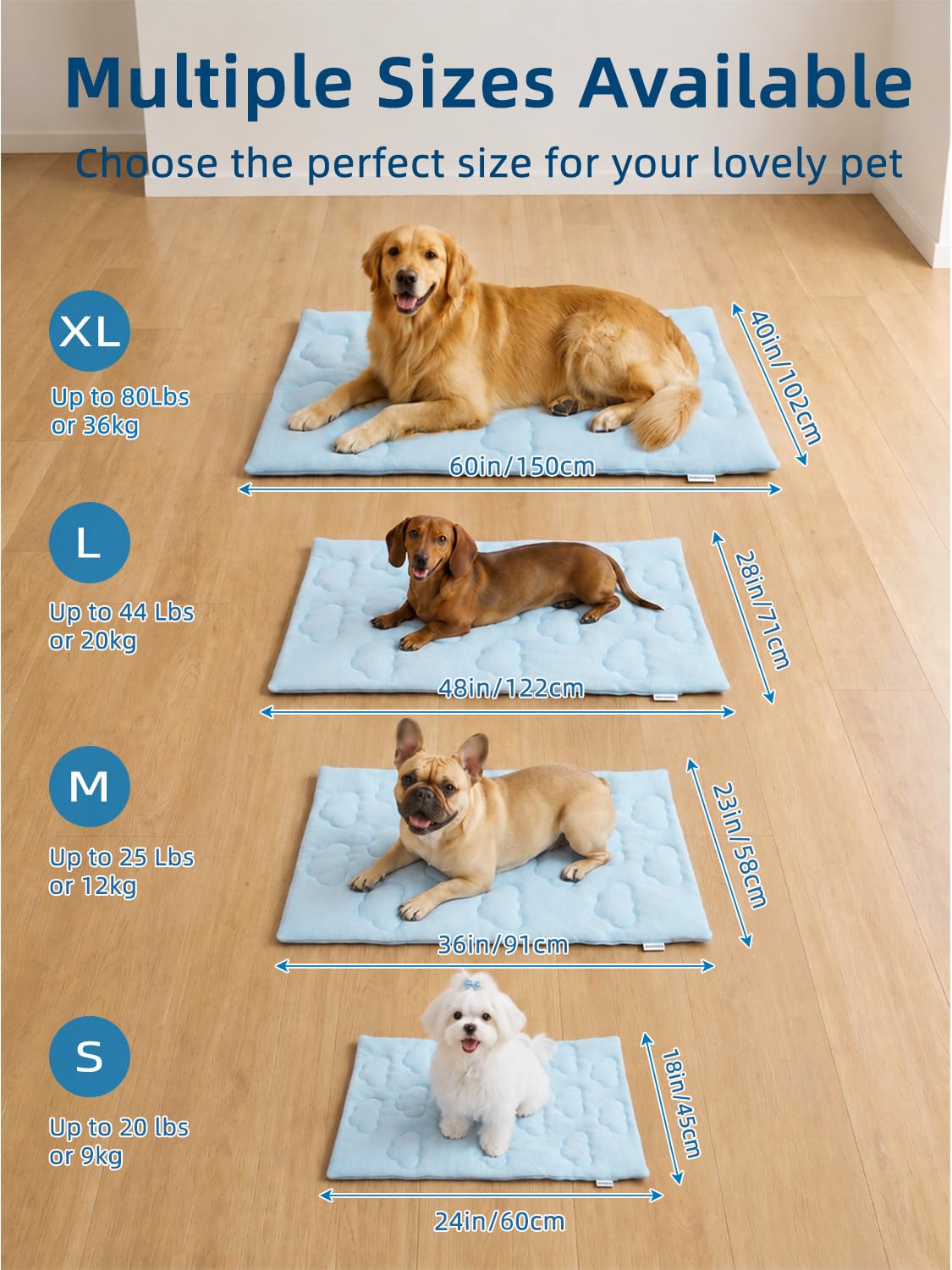 Huafly Tappetino di raffreddamento per cani, lavabile in lavatrice, tappetino di raffreddamento per cassa (XL-150 cm x 102 cm)