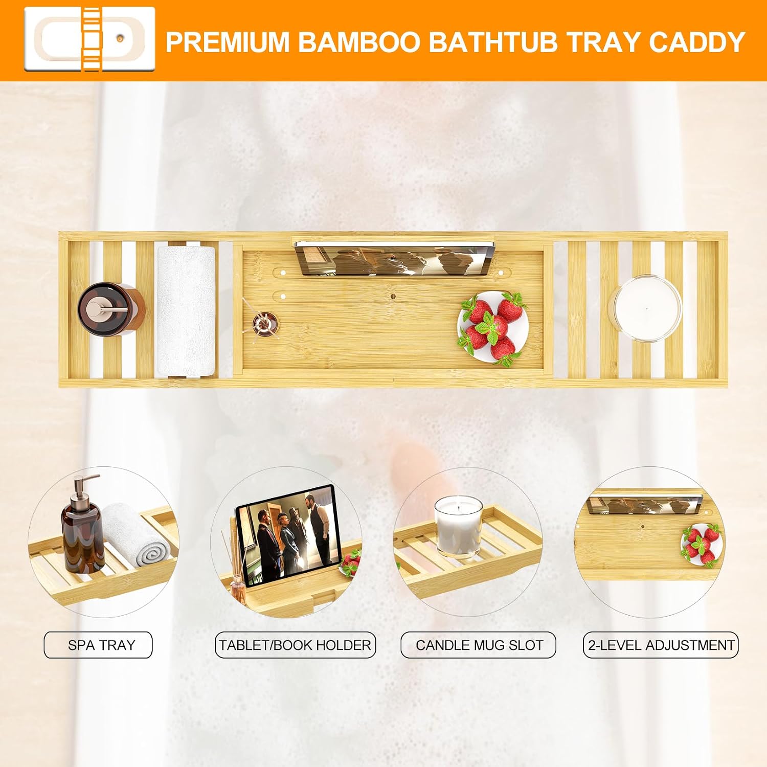 how to measure tub for bath tray shown with a bathtub tray measurement example