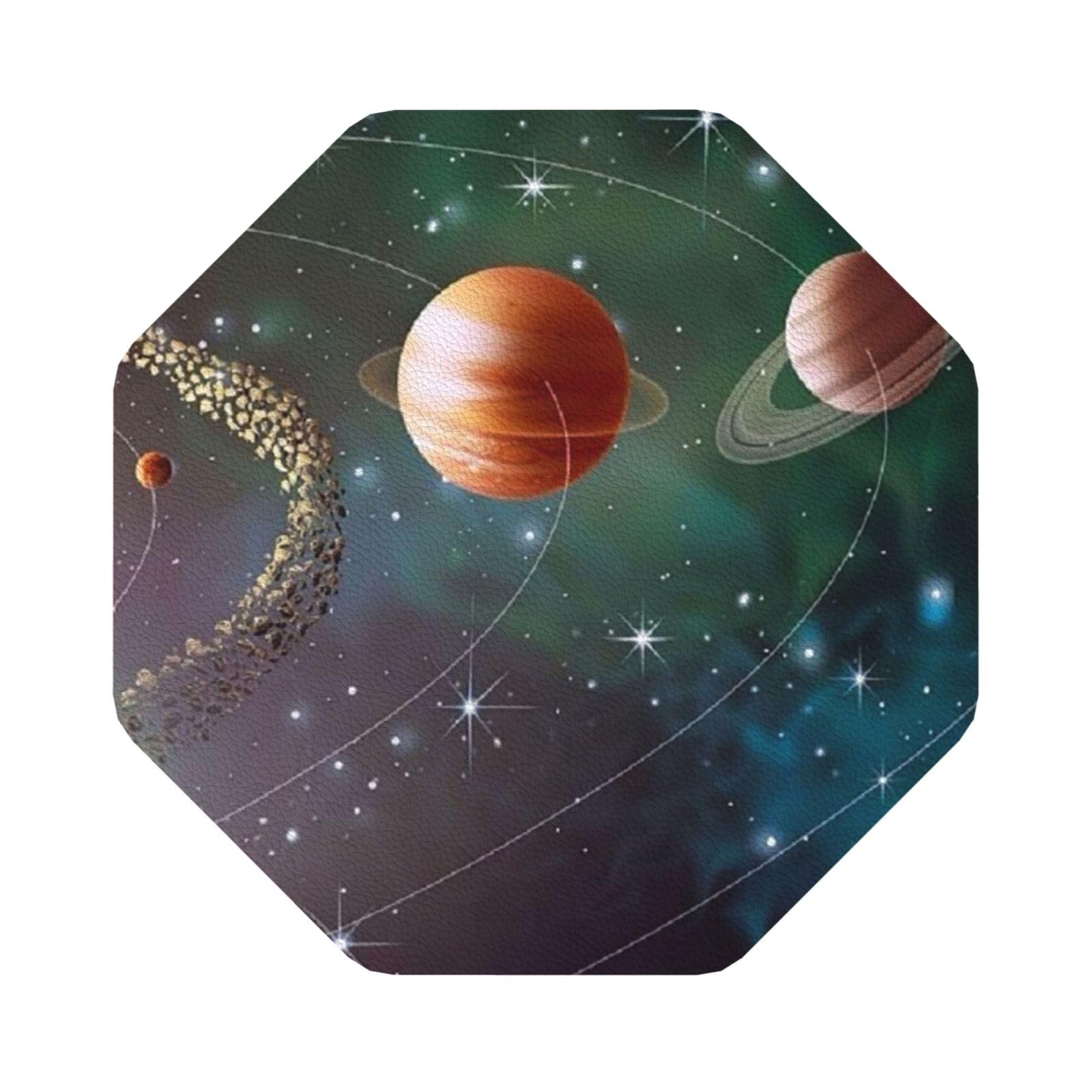 planet space system PU Leather Coasters Set of 6 Octagon Drink Coasters
