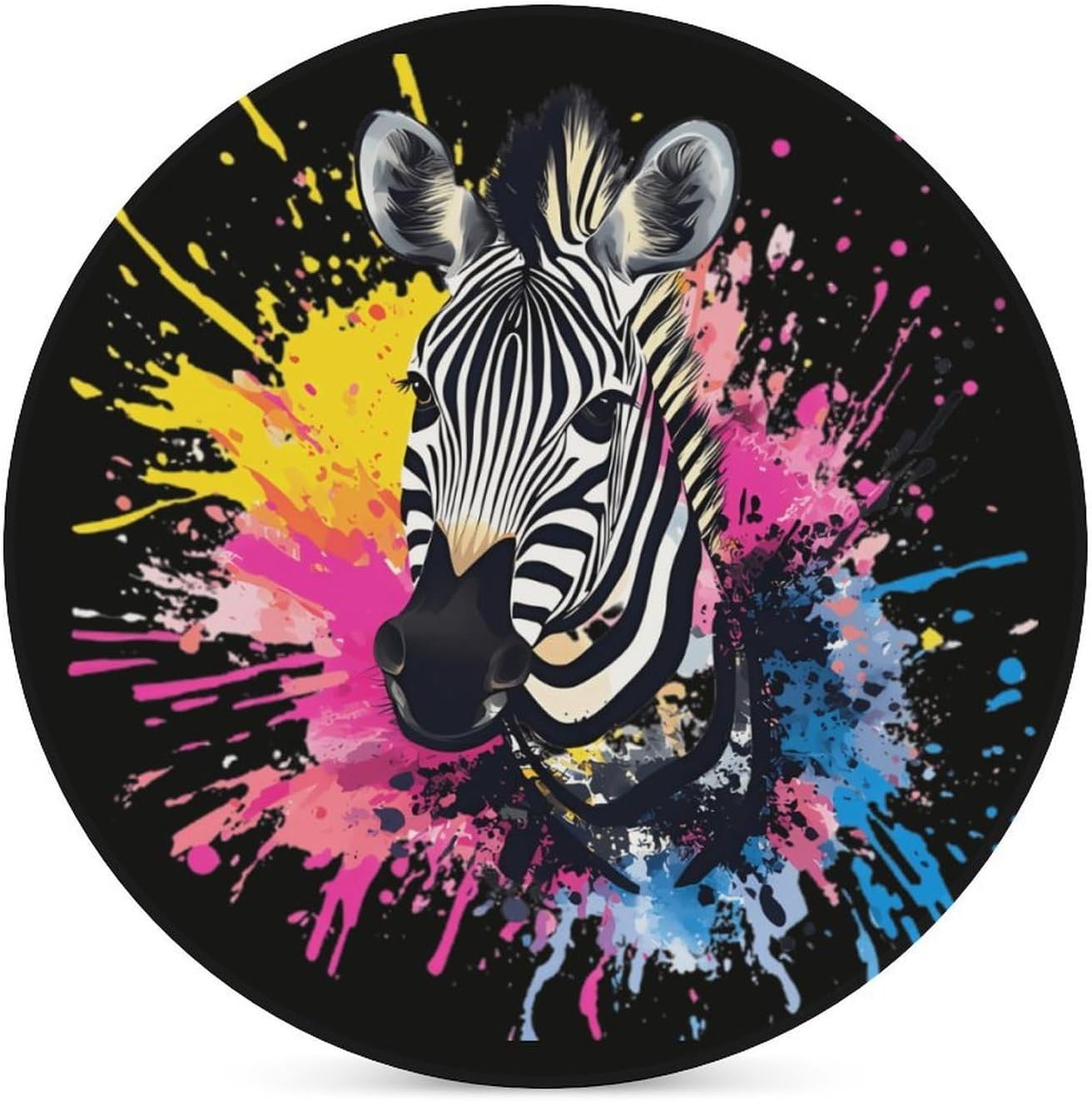 Colorful Zebra1 Animal Funny Round Ceramic Coasters for Drink Absorbent Cup Holders Tabletop Protection