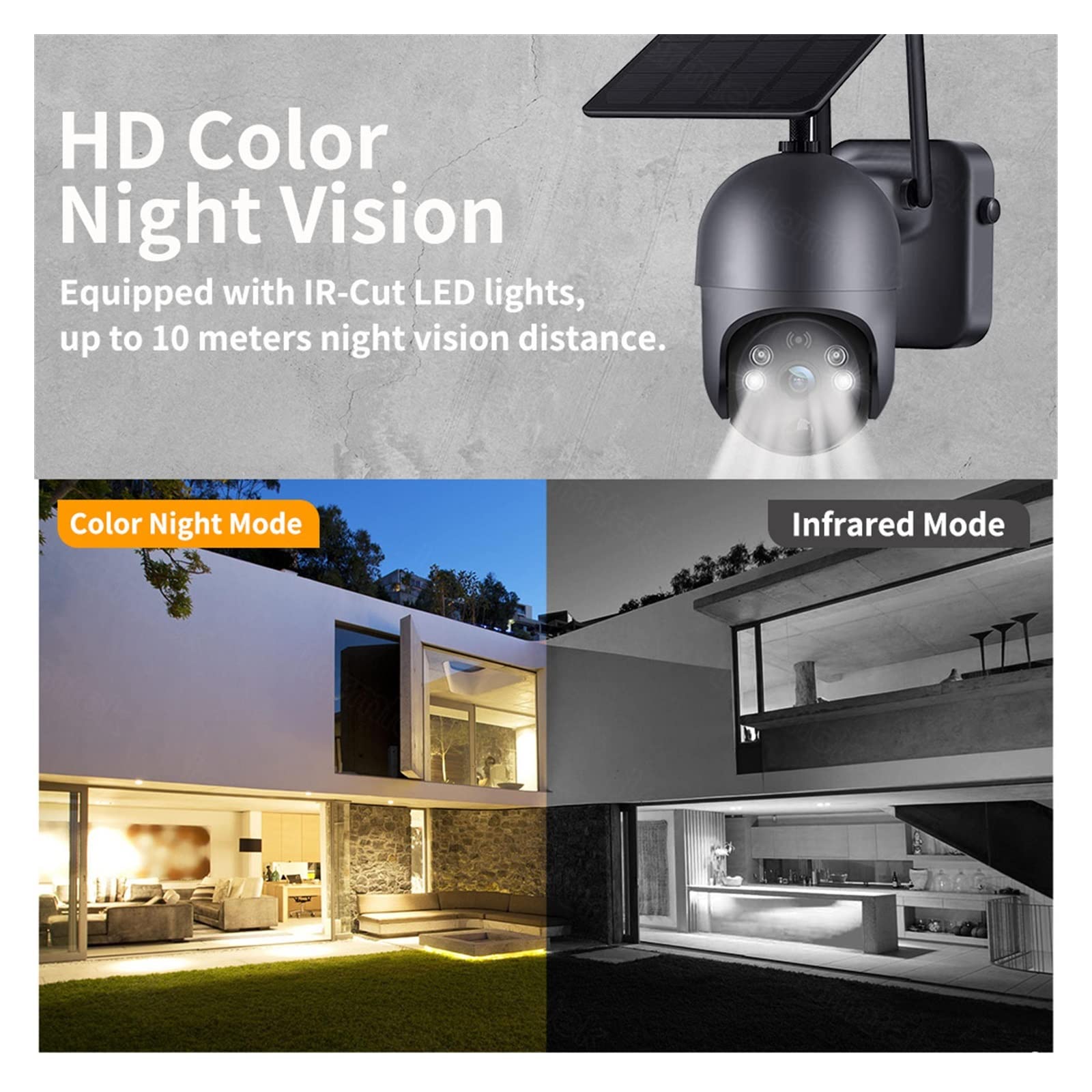 cámara de seguridad gran angular, Cámara IP solar 4G 4MP HD Batería incorporada Vigilancia CCTV de larga espera Cámara inalámbrica Reflector for exteriores Detección de movimiento 2K con diseño de amp