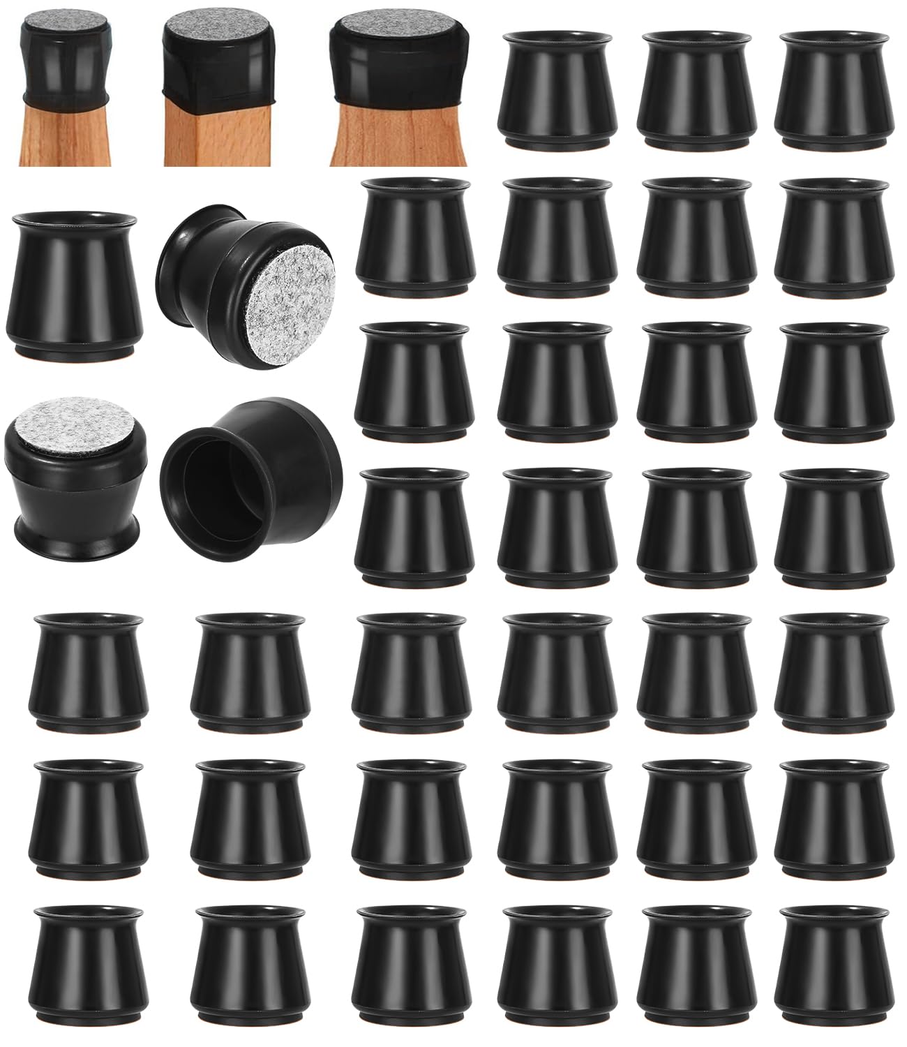 32 Piezas Protector Patas de Sillas, Diámetro 32-50 mm,Fundas para Patas de Silla,Eliminan el Ruido y los Arañazos,Silicona Protector Sillas Patas,Tacos sillas para sillas,sofás y mesas(Grande,Negro)
