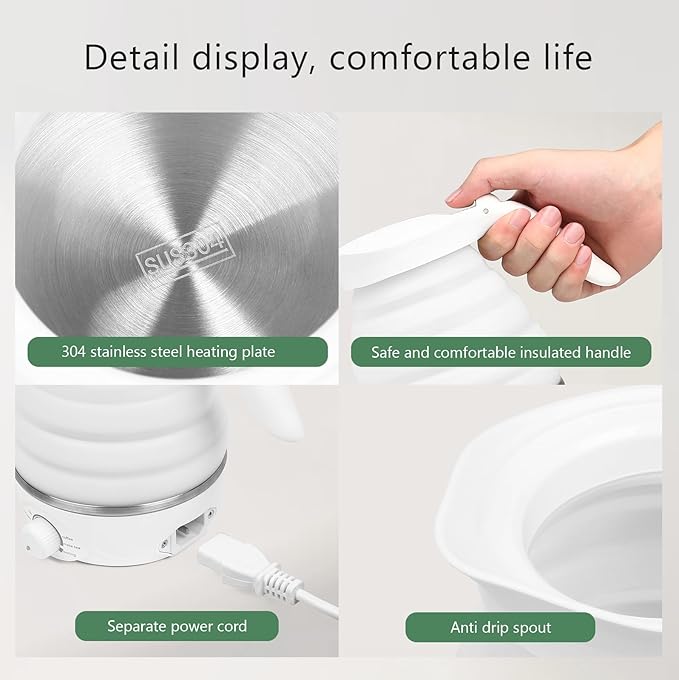 Tetera Eléctrica Plegable Viaje 700ml 850W Blanca miniatura 3