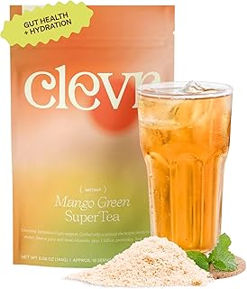 Mango Green SuperTea, 18 Servings, Hydration Organic Green Tea Blend with Coconut Water, Lemon Juice, 30mg Caffeine, 1 Billion Probiotics for Gut Health, Sea Salt, Trace Minerals, 5.08 oz