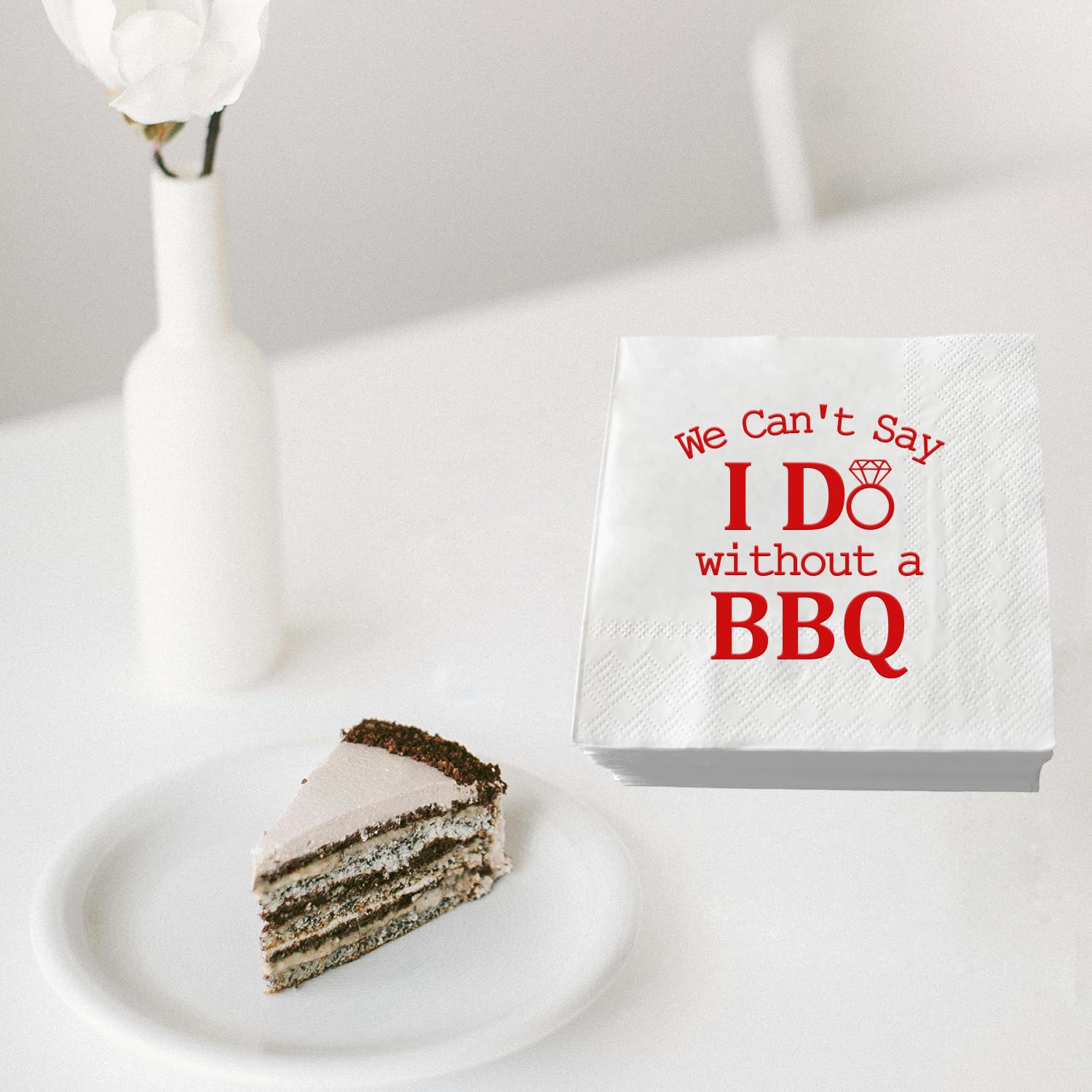 Servilletas de papel con texto en inglés "I Do BBQ", color rojo, con texto en inglés "We Can't Say I Do Without A BBQ", 50 unidades, divertidas servilletas de bar para bodas, compromisos, despedidas