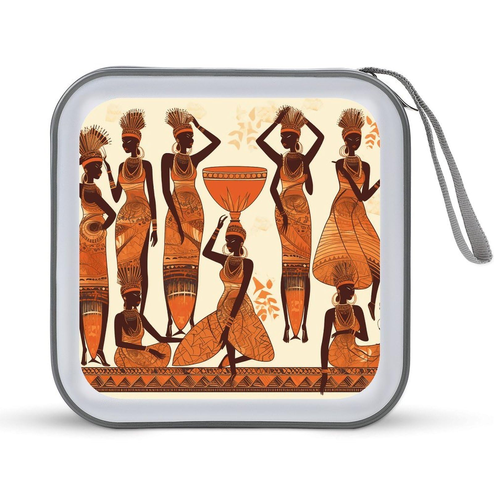 VstaDank African Tribal Woman CD Case with Hand Strap Lightweight DVD Wallet Holder 40 Capacity CD/DVD Case Wallet Protective CD Wallet CD/DVD Portable Storage Binder for Car Home Office