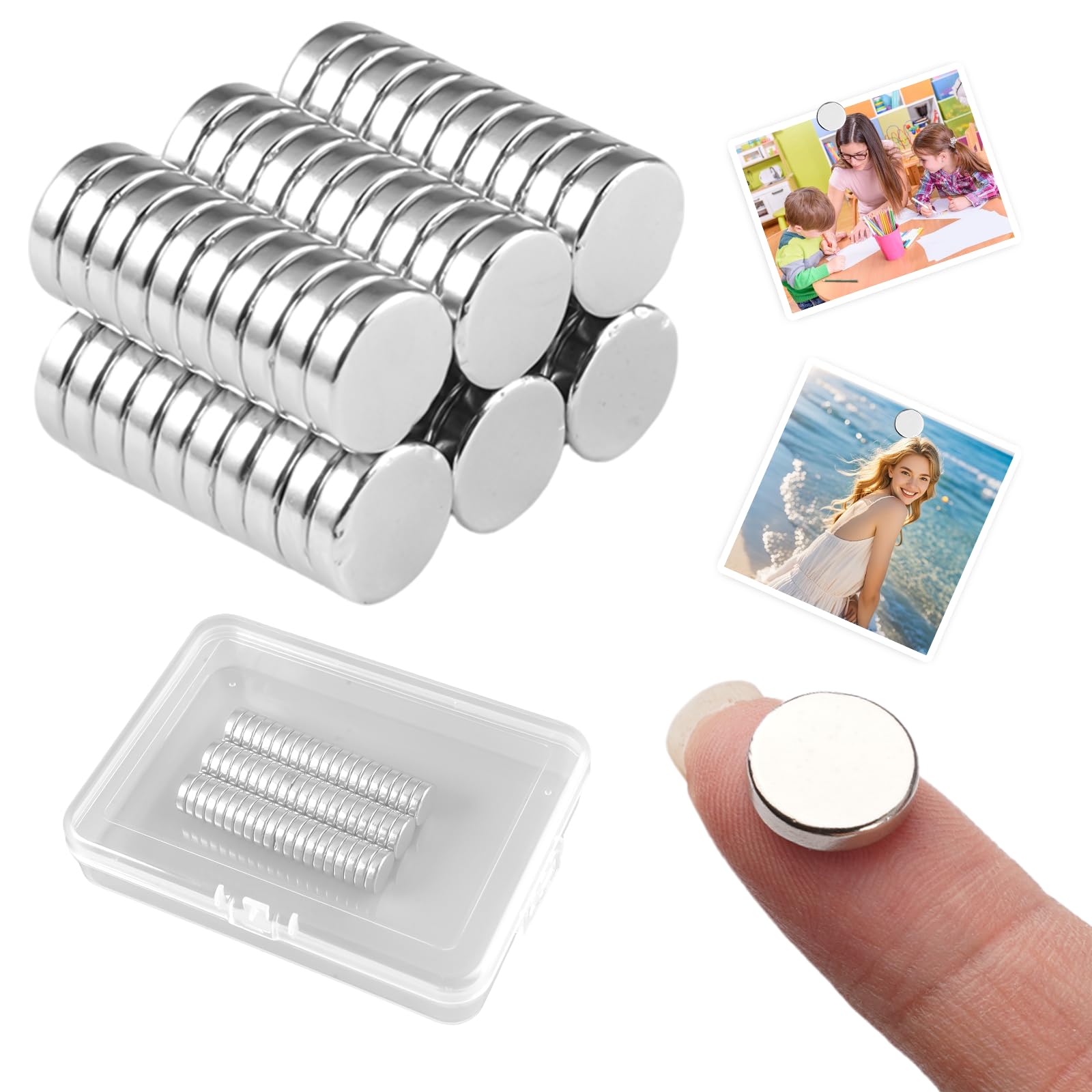 60 imanes de neodimio extrafuertes, 12 x 3 mm, redondos, pequeños imanes, ultrafuertes, mini imanes permanentes para pizarras magnéticas, frigoríficos, pizarras blancas, manualidades, cocina