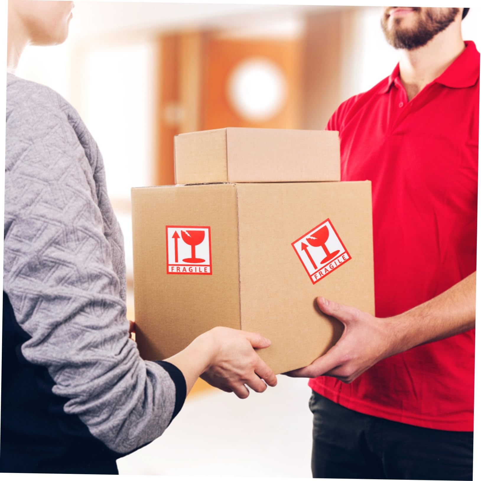 Étiquettes Autocollantes «fragile» pour Emballage 5,5 X 5,5 Cm, Lot de 1000 Pièces, Adhésives et Résistantes, Avertissement Expédition pour Cartons Sensibles
