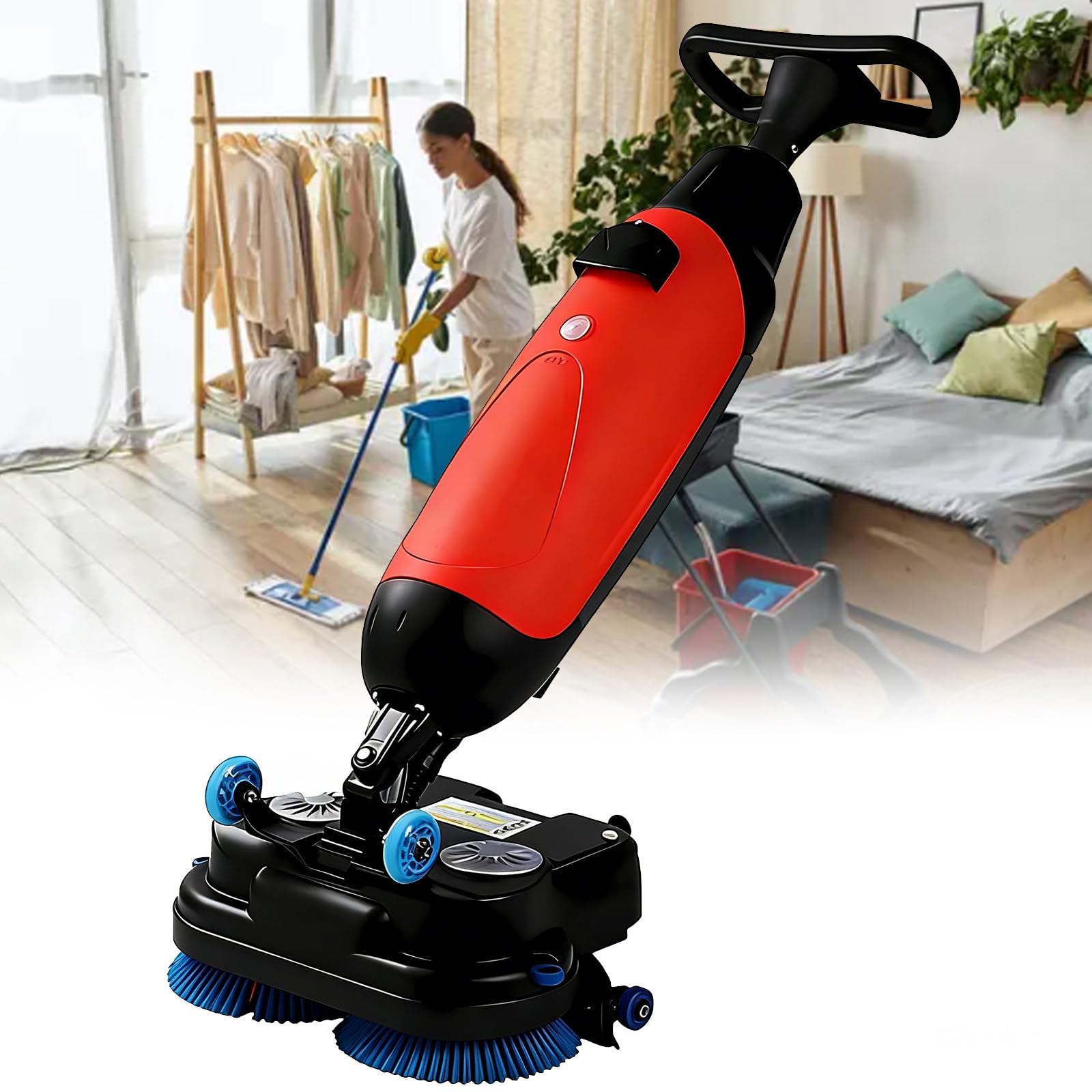 Fregadora De Pisos Profesional, Batería De 90 Minutos, 43 Cm De Ancho, Limpieza para Hogar, Oficina, Baños Y Pequeños Espacios Comerciales, Pisos De Baldosas Y Madera. Red