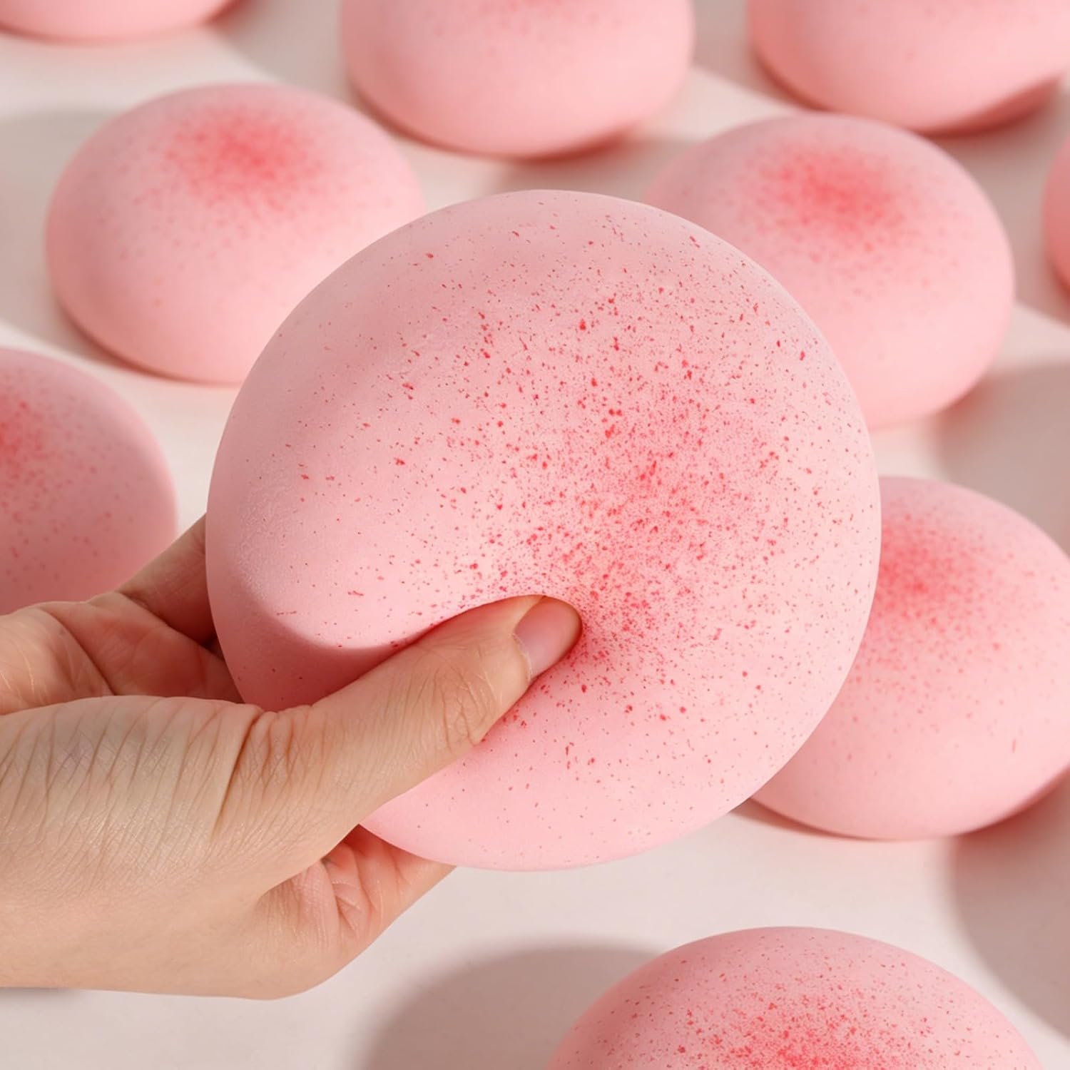 Ser Wolno Wznosząca Zabawka Squishy 10x6cm Miękki Lepki Chleb Ściskana Sensoryczna Zabawka Fidget Realistyczne Jedzenie Squishies Dekoracja Biurka Prezent Imprezowy Różowy