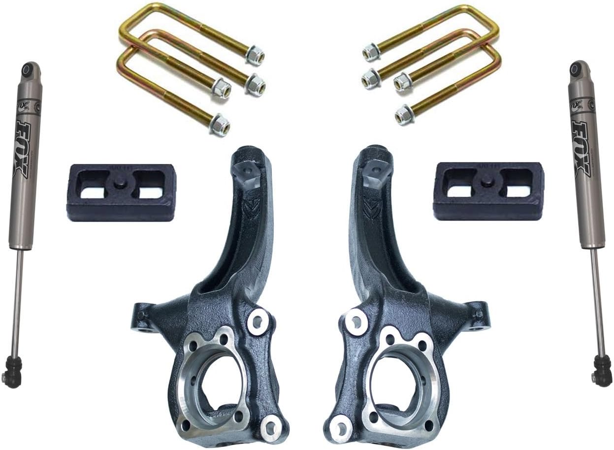 MaxTrac K880442F Suspension Lift Kit 4 in. Lift Incl. Rear Blocks/U Bolts/Rear Fox Shocks Suspension Lift Kit