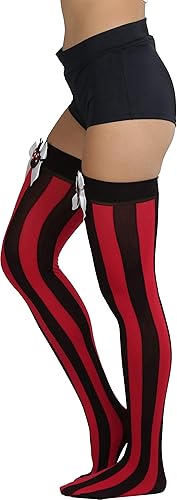 Miniatura 3 de ToBeInStyle Medias anchas verticales a rayas altas hasta el muslo para mujer