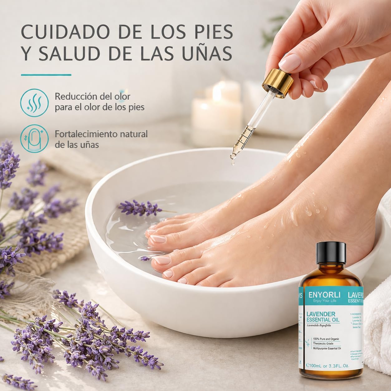 Aceite Esencial de Lavanda 100ml Aceite de Lavanda Matural Favorece el Sueño Orgánico Sin diluir Relajación Masaje Corporal Cuidado de la Piel Difusor Baño