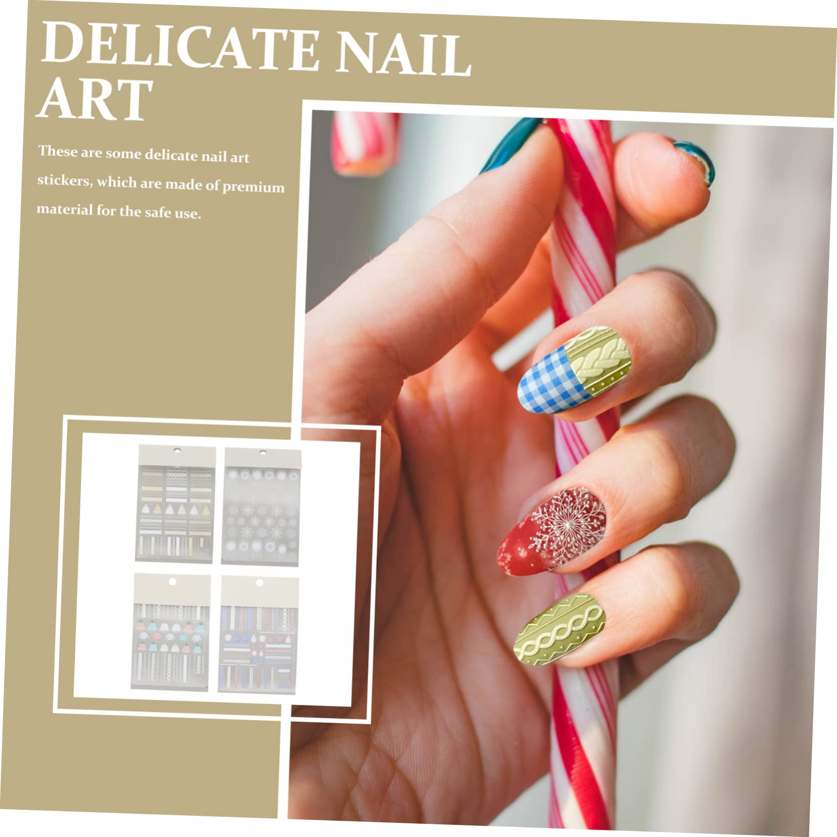 POPETPOP 12sets Adesivi Per Unghie Natalizi Di Decorazioni Stile Maglione Con Fiocchi Di Facile Applicazione Per Nail Art Fai Te e Manicure Professionale