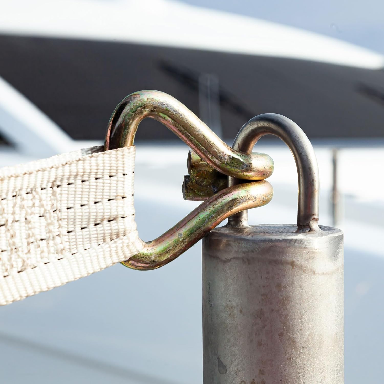 4 Pack Ratchet Double J Hook Load 2204 LBS for 7.5mm Tie Down Strap Webbing on Car Truck Trailers Towing Strap, Black