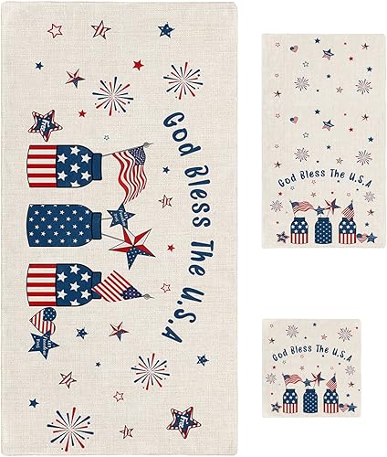 Patriotic Flag Red Blue Bath Towels for Bathroom Set - Luxury Microfiber Towels Gifts for Women,Quick Dry Beach Kitchen Hand Hair Face Yoga Workout