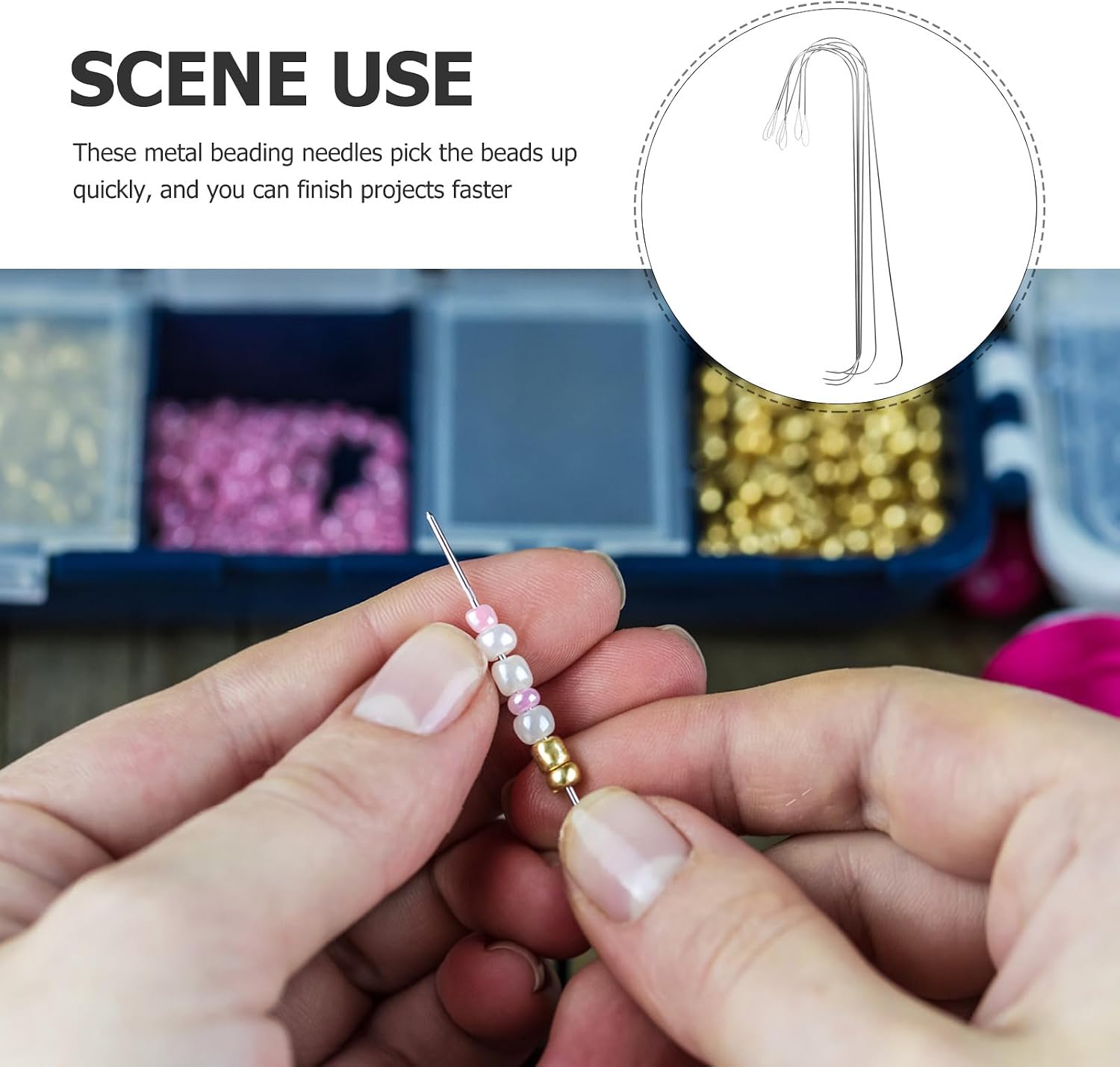 PRETYZOOM 6pcs Curved Metal Bead Needles with Large Eye for Jewelry Making and Beads DIY Threading Tools Suitable for Beading Embroidery and Bracelet Crafting