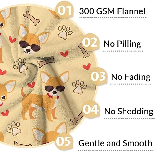 Miniatura 4 de Chihuahua - Manta de regalo  Manta de 40 x 50 pulgadas para niños y adultos  Manta suave y mullida naranja claro para sofá, sofá