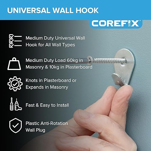 Miniatura 2 de ONE - Gancho de pared, ganchos universales de servicio medio, ganchos de pared para colgar marcos o lienzo en paredes de mampostería, madera y