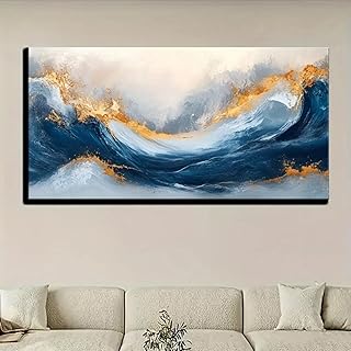 Impresiones en lienzo Pintura Lienzo arte pintura decorativa Moderno colorido grafiti olas azules del océano para sala de estar hogar 30x60cm Sin marco