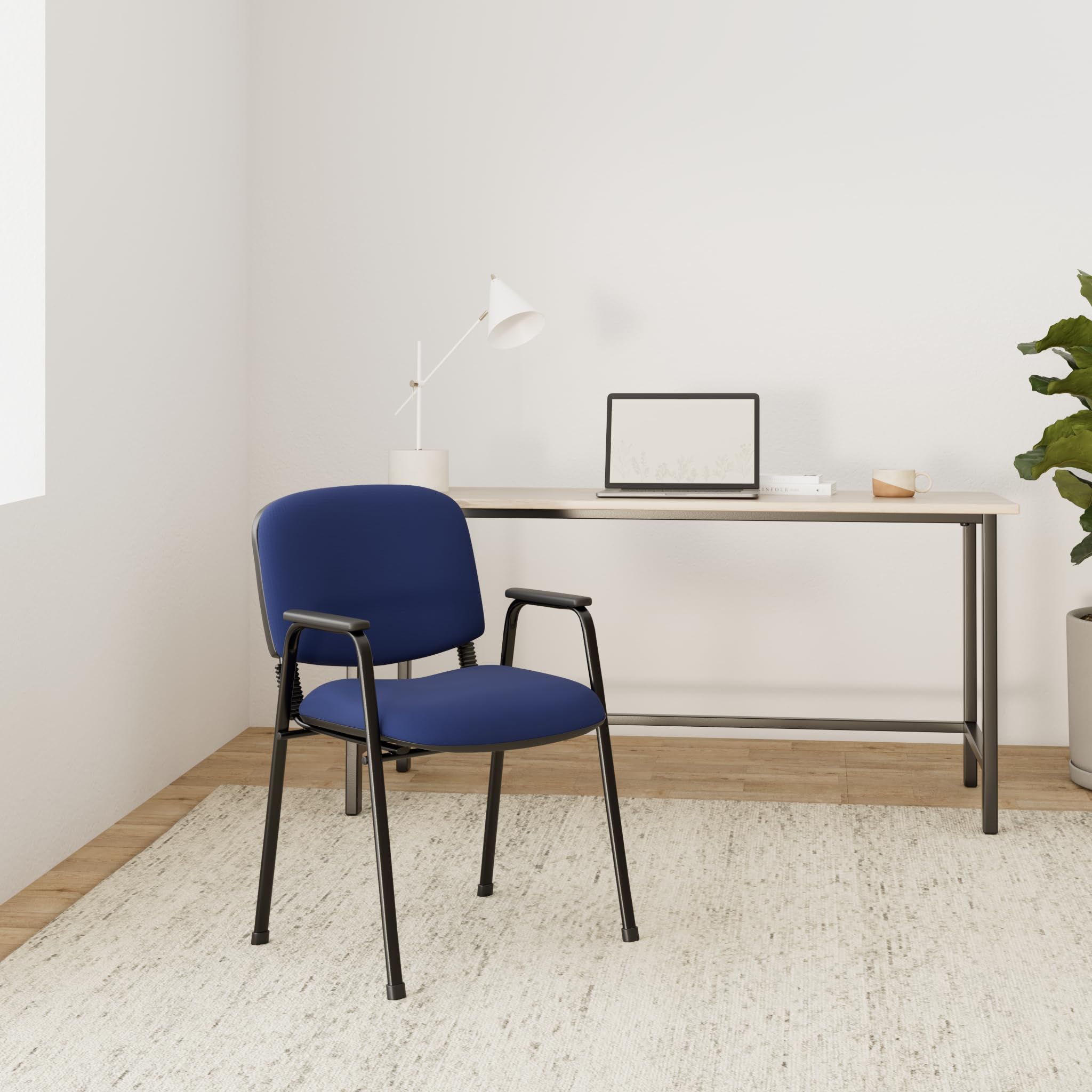 HJH Office 704341 Sedia visitatore XT 650 Fabric Blu Sedia da conferenza imbottita con braccioli, impilabile