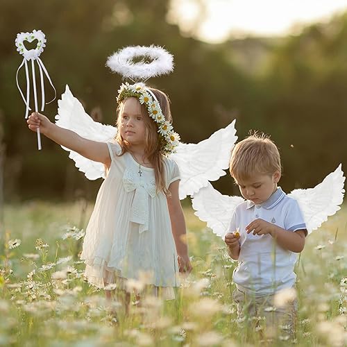 Miniatura 6 de Alas de ángel, alas de ángel para adultos, alas de ángel y halo para mujeres, niños y niñas, disfraz de disfraz de Navidad y Halloween