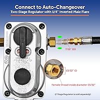 Vista 3 de Conectores de manguera pigtail de 15 pulgadas Flame King, 1/4" macho invertido con estriado para RV, furgoneta o remolque, reguladores de cambio