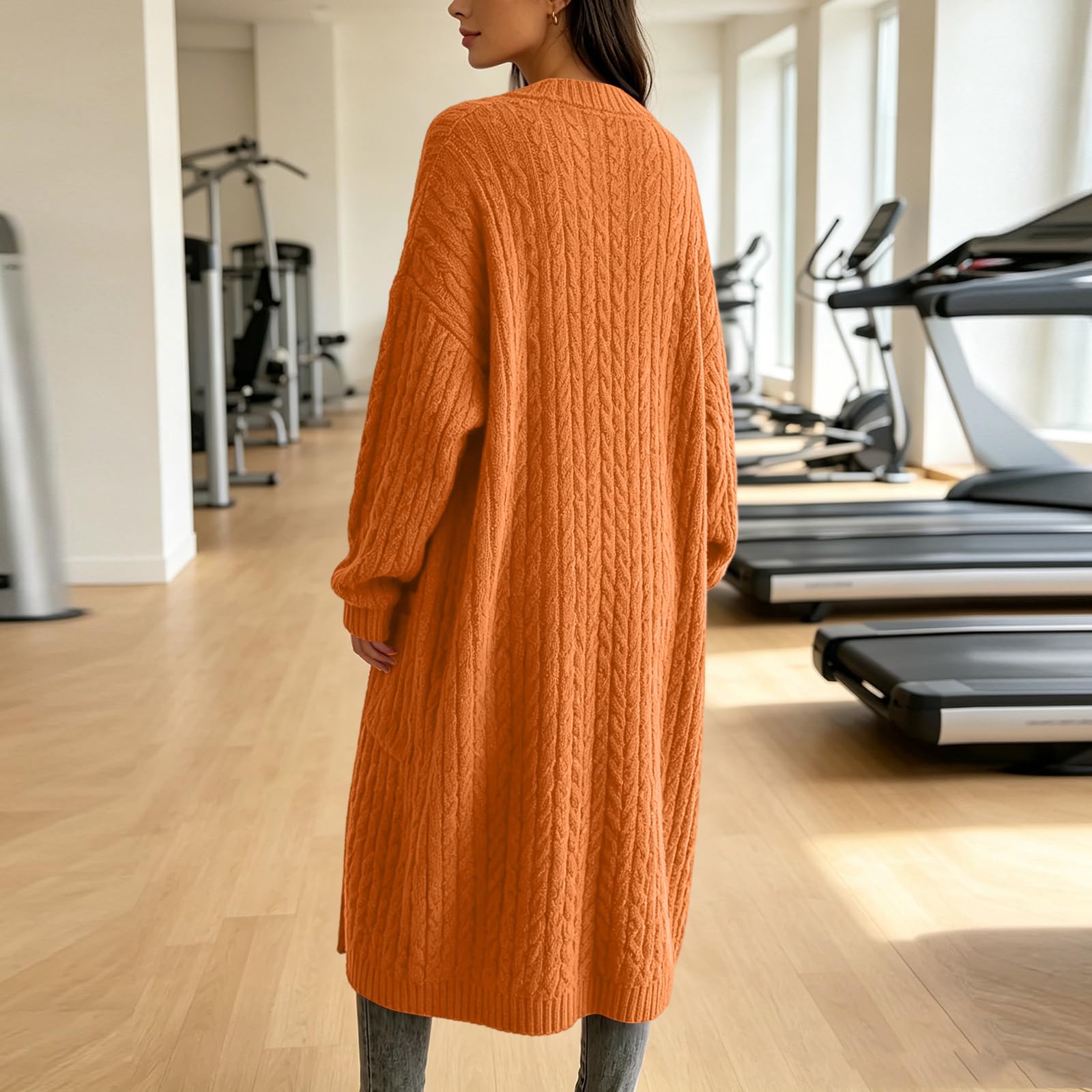 Damen Strickmantel Lang Winter Strickjacke Grobstrick Warm Long Cardigan