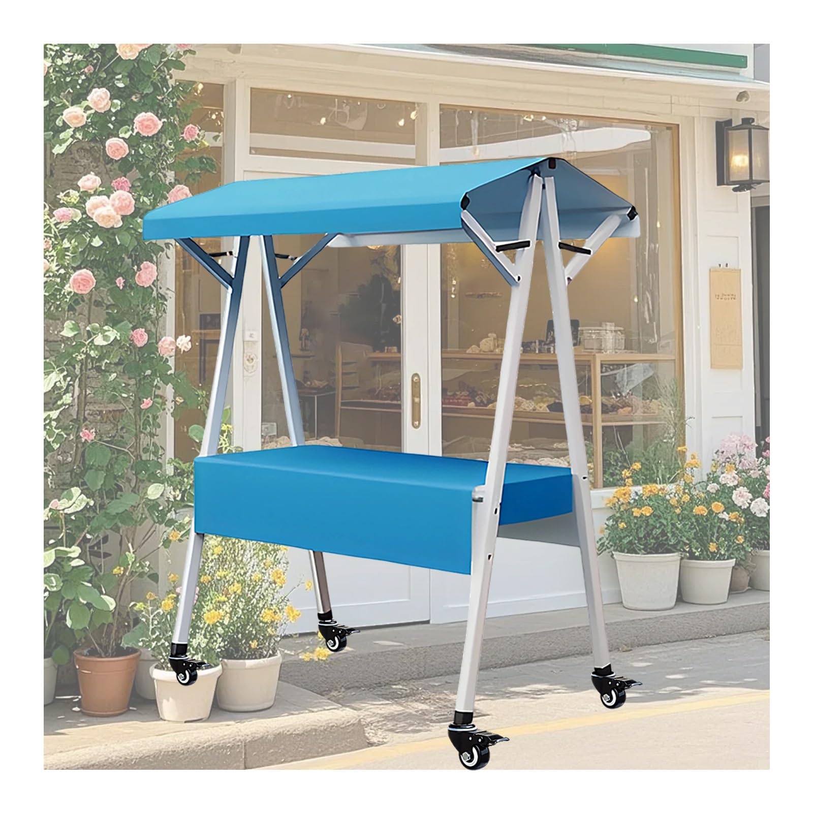 Chariot pliable avec roues pour simplifier l'installation de votre stand ambulant
