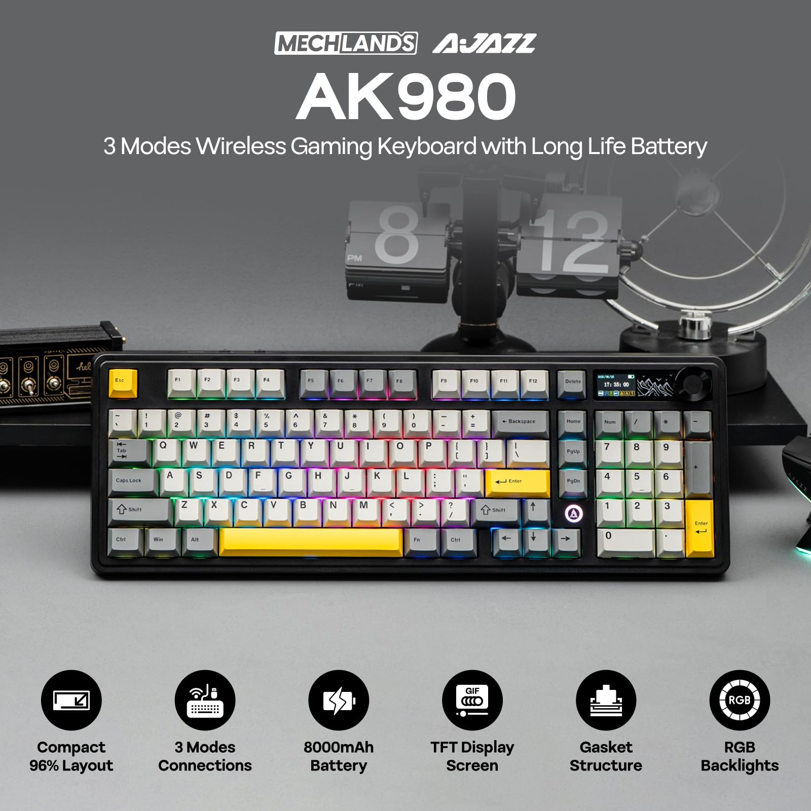 Amazon.com: MechLands AJAZZ AK980 96% USB-C/BT5.0/2.4GHz