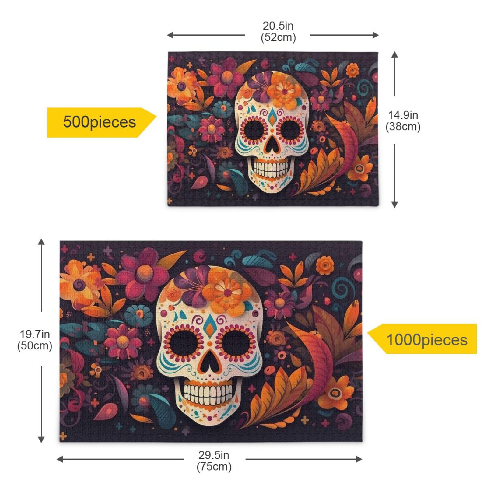 Amazon.com: ZENWAWA Mexican Sugar Skull Jigsaw Puzzle, Paper Wood