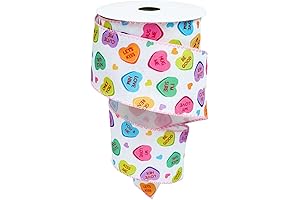 Conversation Heart Wired Edge Ribbon Candy Heart Fabric