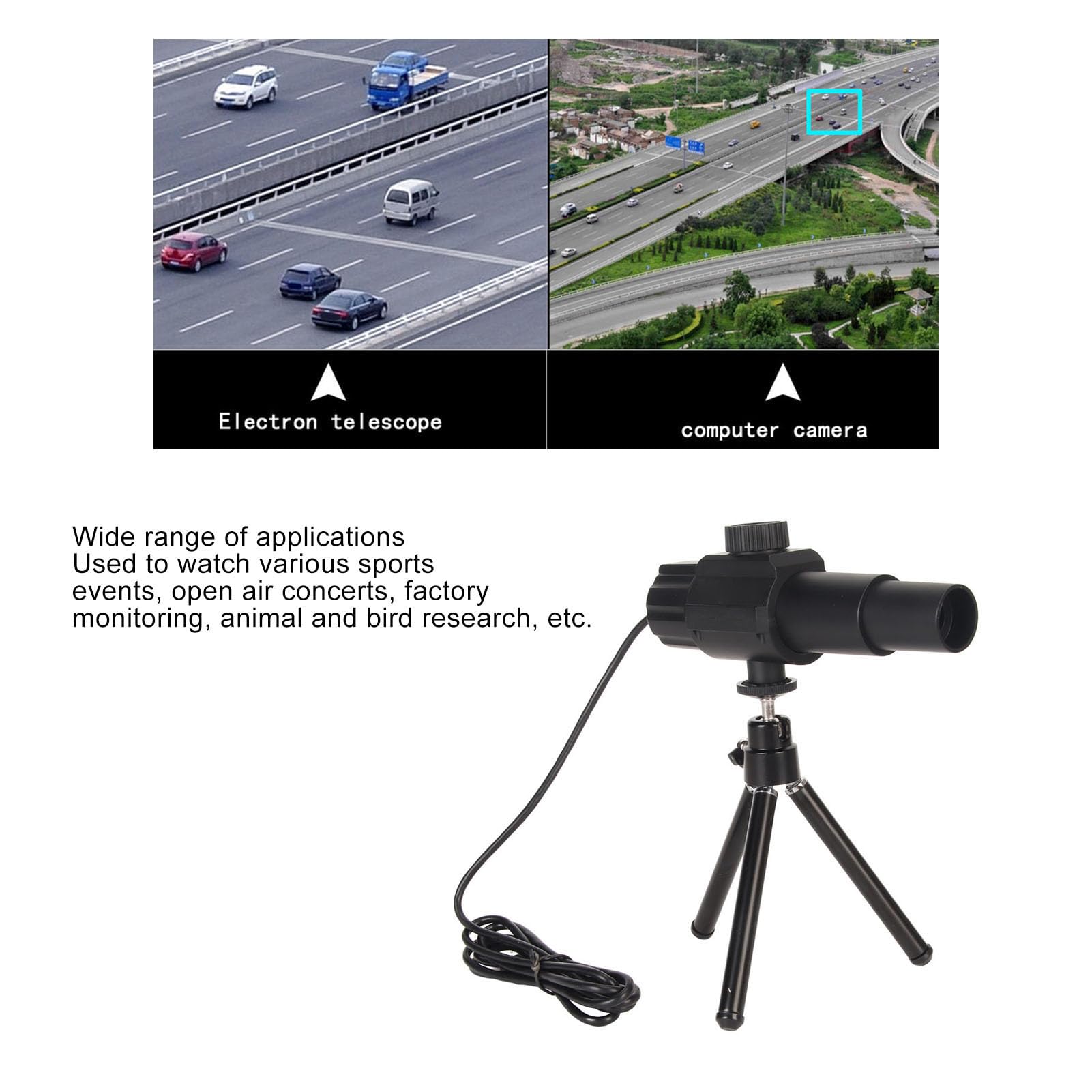 Teleskop dla Dorosłych Początkujących, Inteligentny Teleskop Cyfrowy, 70-krotny Zoom HD 2MP Przenośny Teleskop USB ze Statywem do Zdalnego Nagrywania Wideo z Komputera