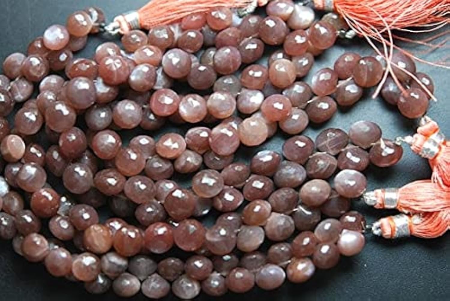 Pierre de lune chocolat facettée en oignon 8mm pour création de bijoux