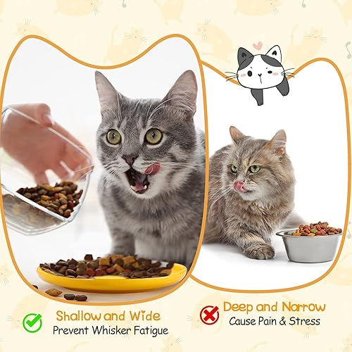 Miniatura 3 de 6 platos de cerámica poco profundos para gatos de 6 pulgadas, sin fatiga, cuencos redondos anchos y pequeños para mascotas, cuencos de alimentación